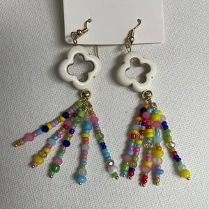 Colorful Beaded Flower Earrings